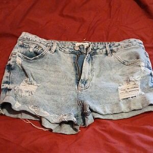 Almost‎ Famous Light Blue Distressed Jean Shorts Size 15